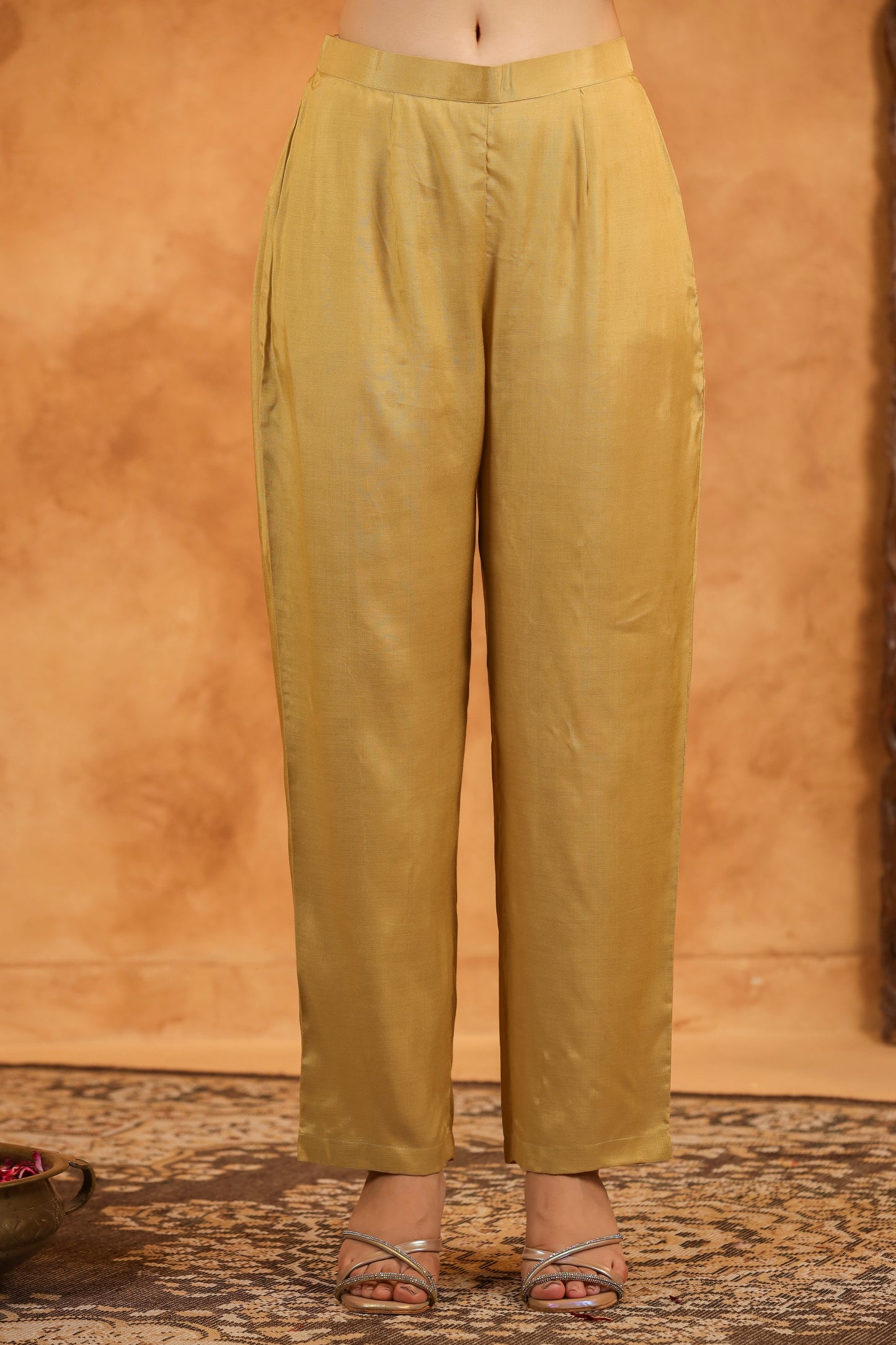 Beige Floral Muslin Suit Set