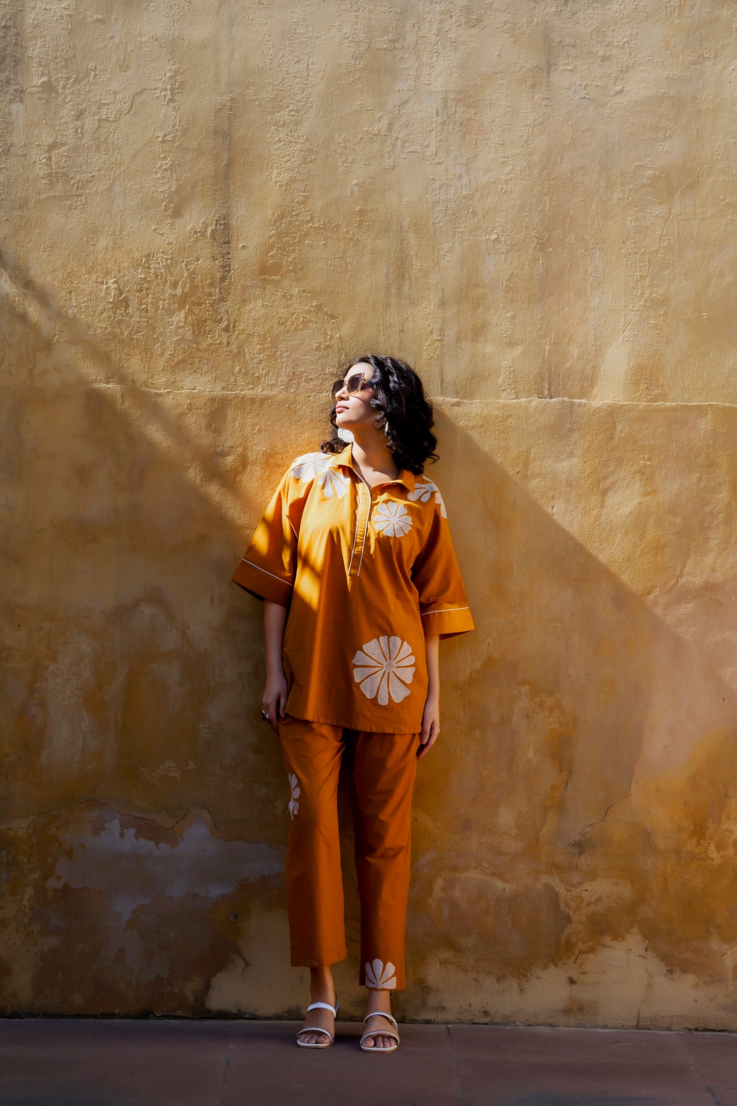 Mustard Plum Embroidered Co-ord Set