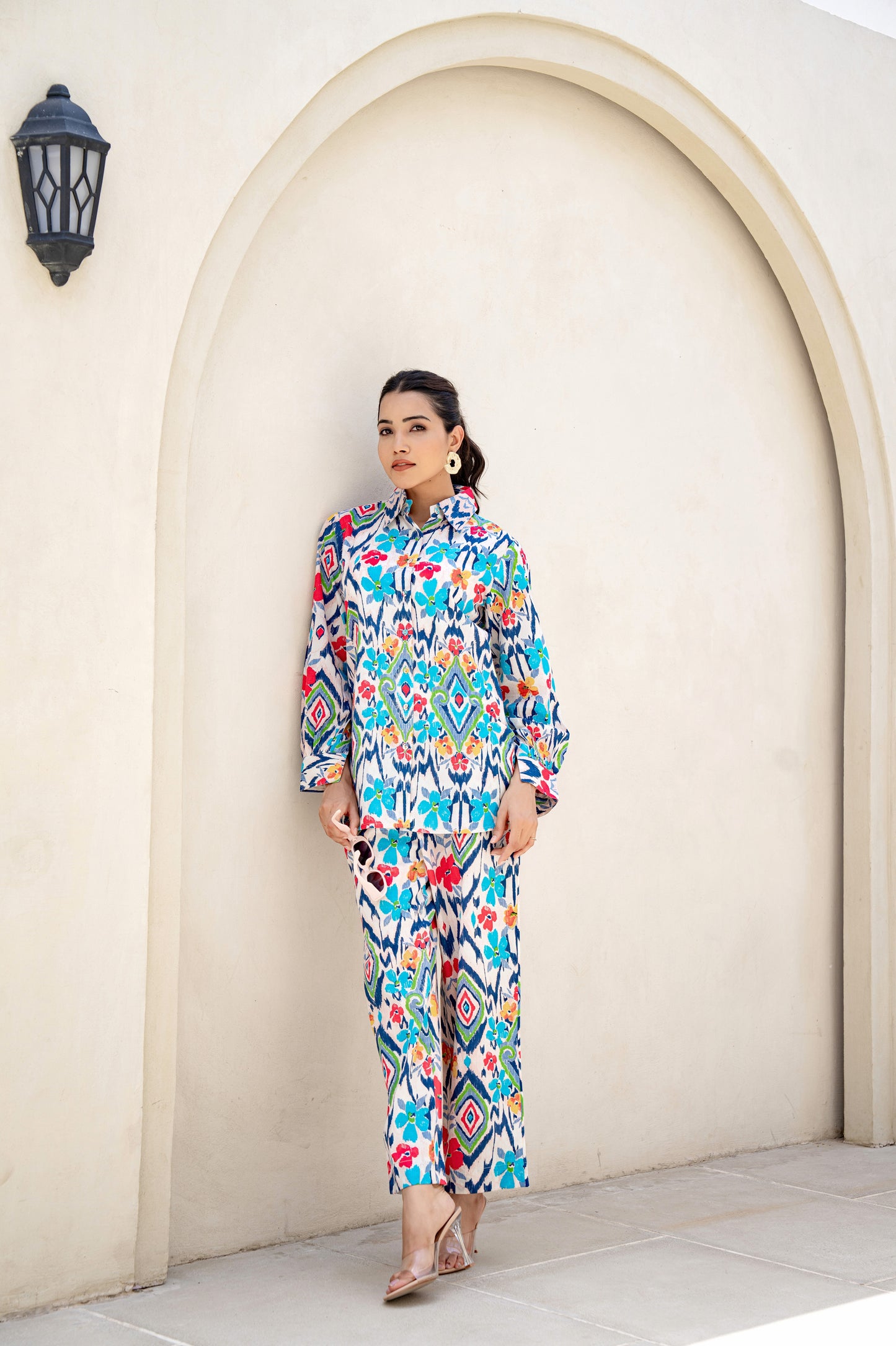 Multicolor Ikkat Print Co-ord Set