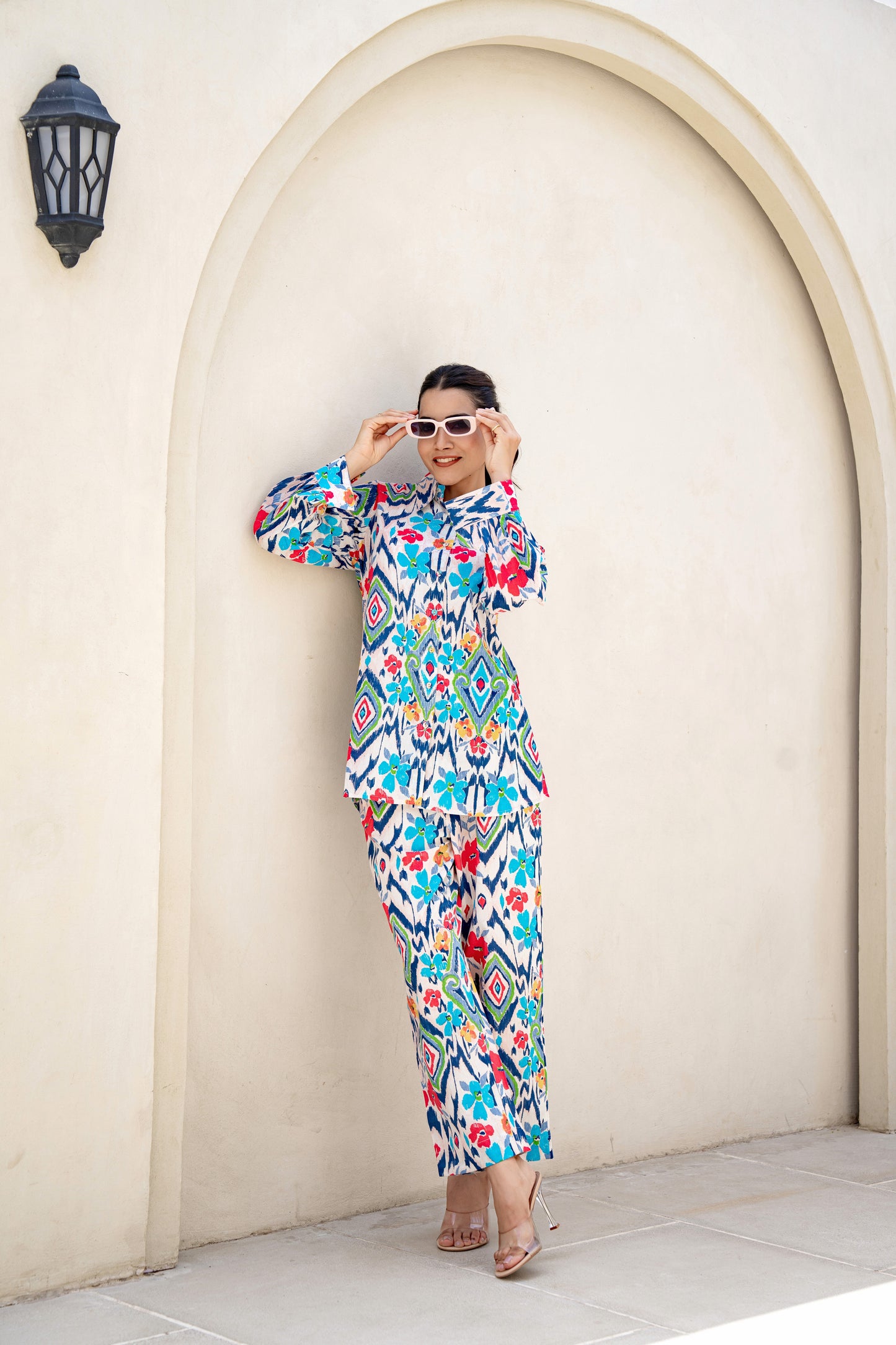 Multicolor Ikkat Print Co-ord Set