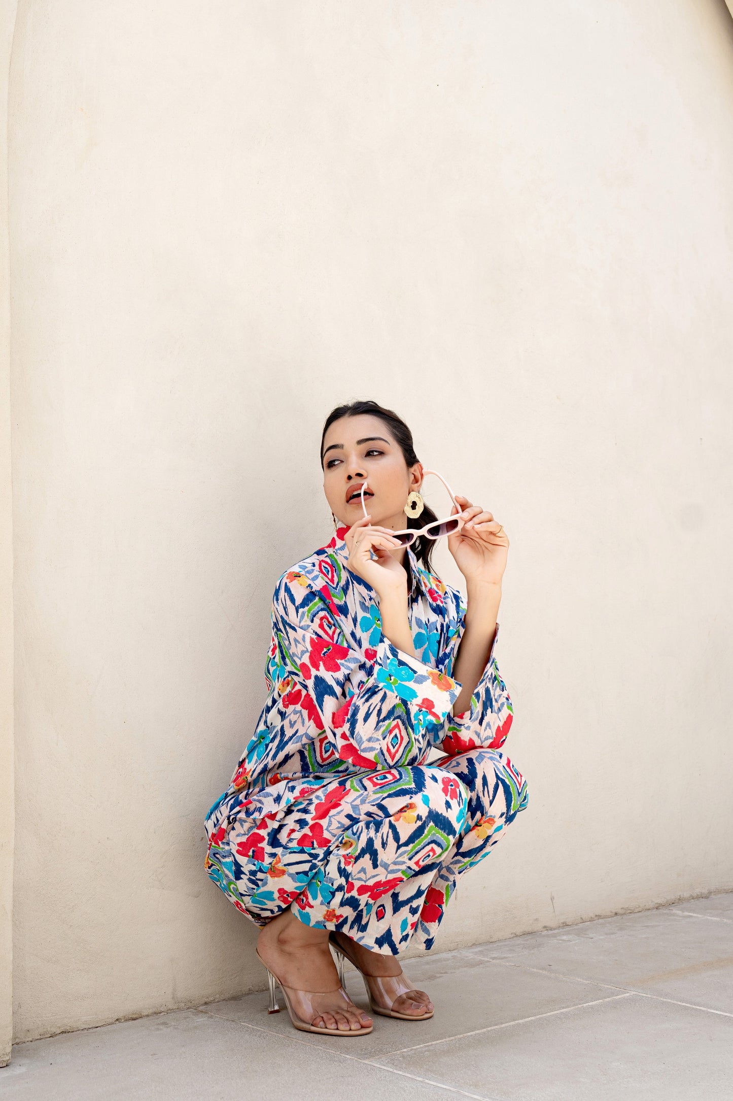 Multicolor Ikkat Print Co-ord Set