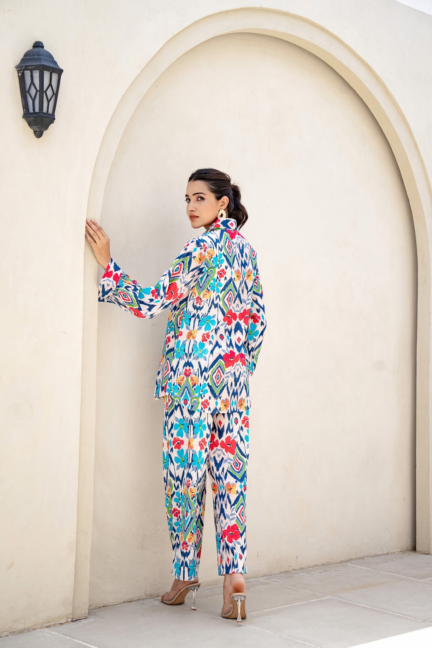 Multicolor Ikkat Print Co-ord Set