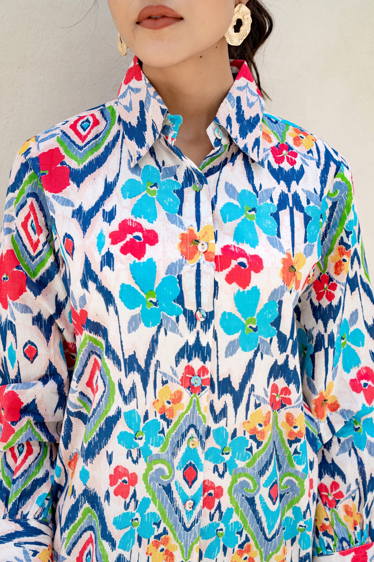 Multicolor Ikkat Print Co-ord Set