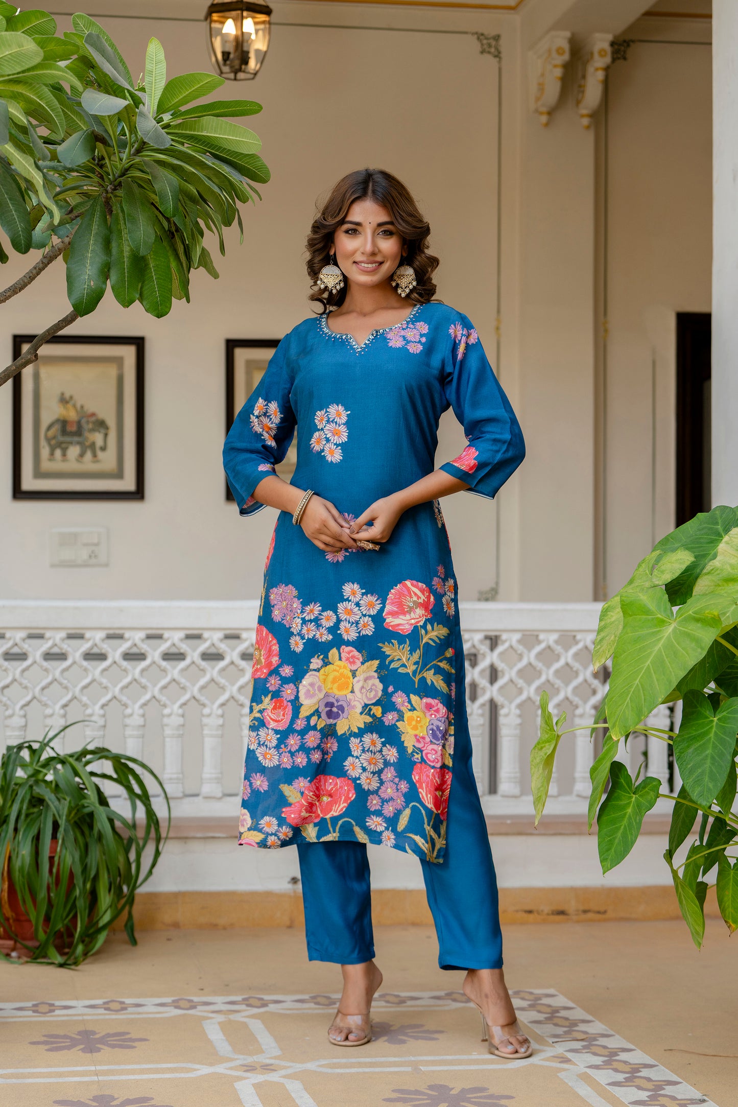 Blue Muslin Suit Set