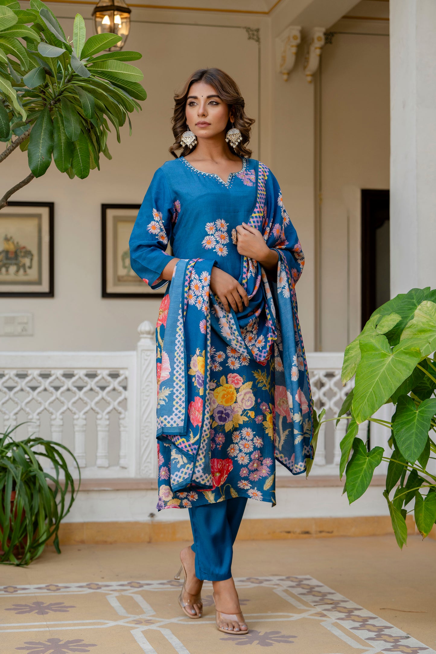Blue Muslin Suit Set