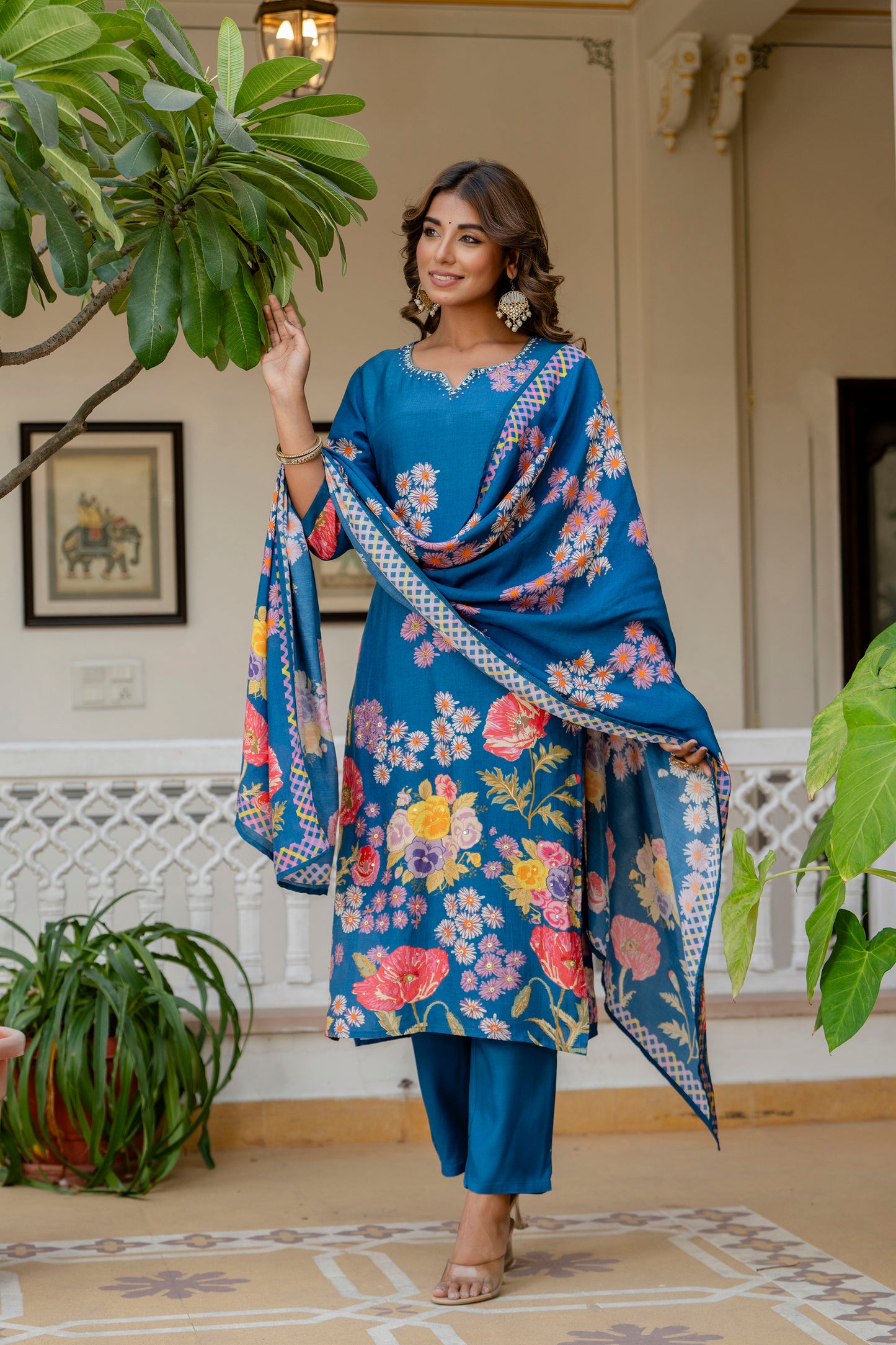 Blue Muslin Suit Set