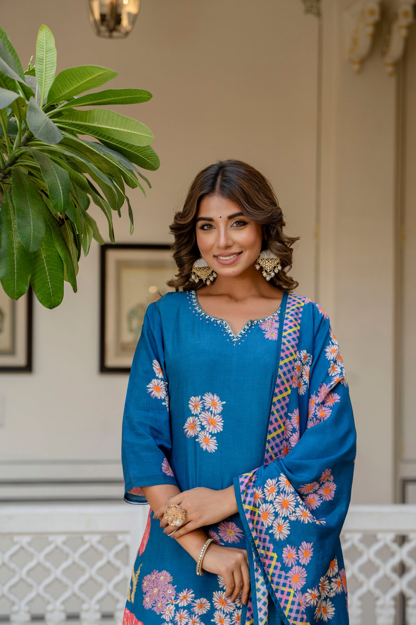 Blue Muslin Suit Set