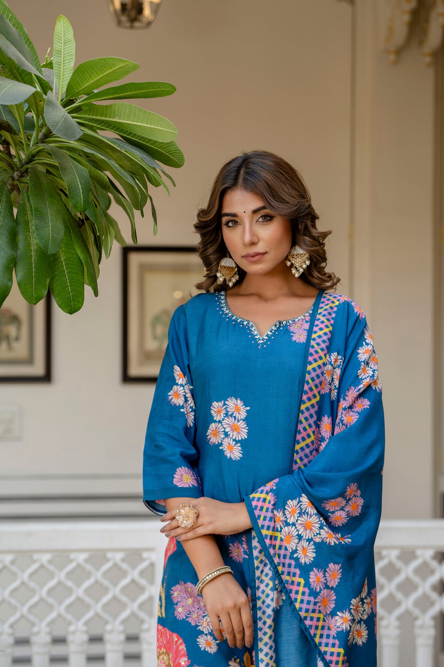 Blue Muslin Suit Set