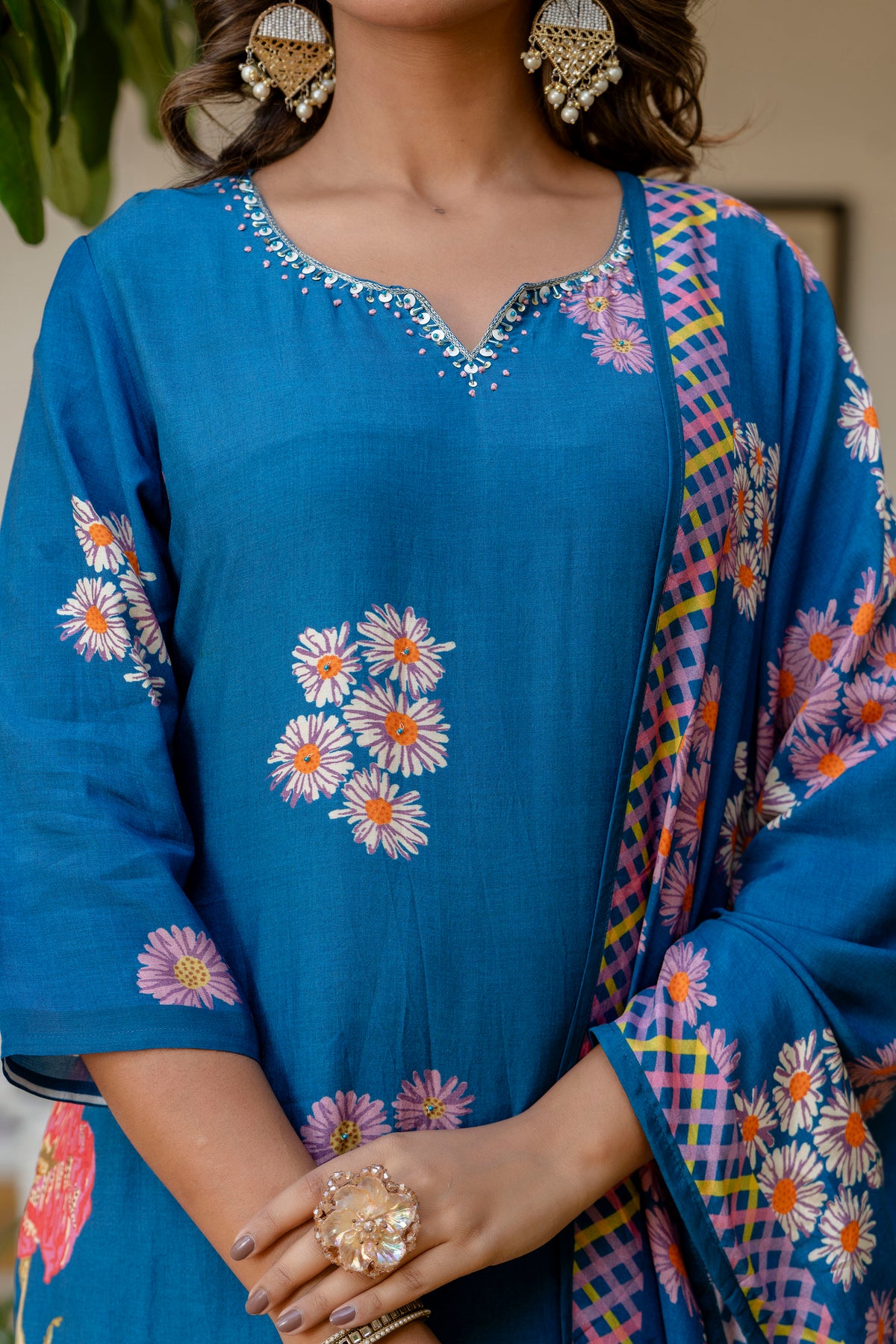 Blue Muslin Suit Set