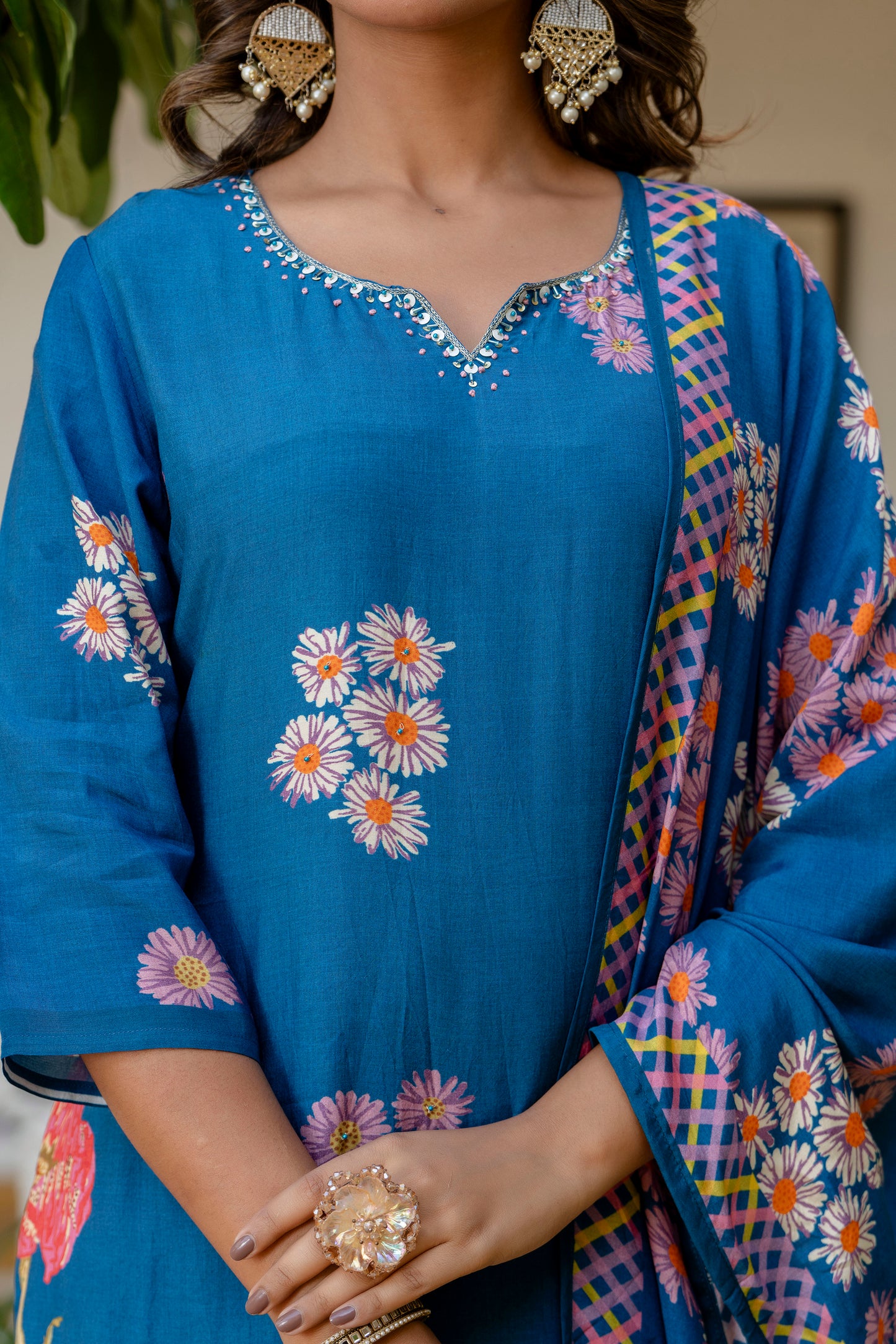 Blue Muslin Suit Set