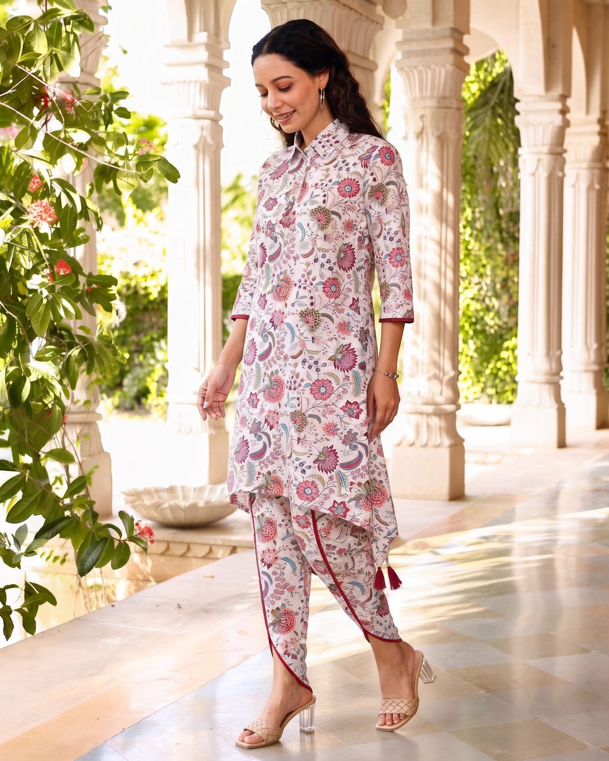 Aza Pink Asymmetrical Co-ord Set