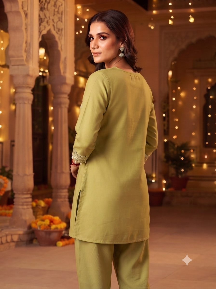 Rida Green Shell & Mirror Co-ord Set