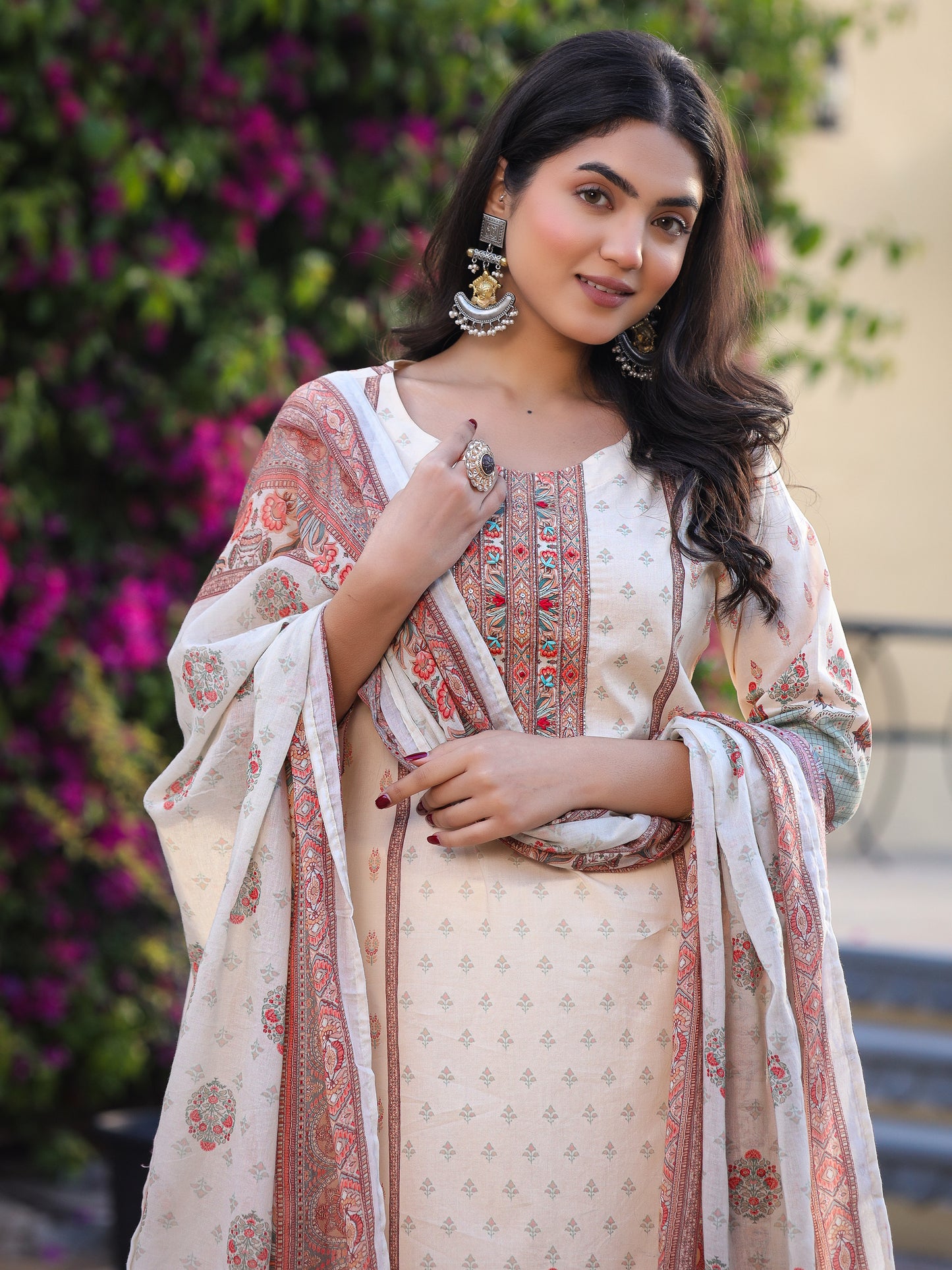 Cream Pakistani Cotton Suit Set