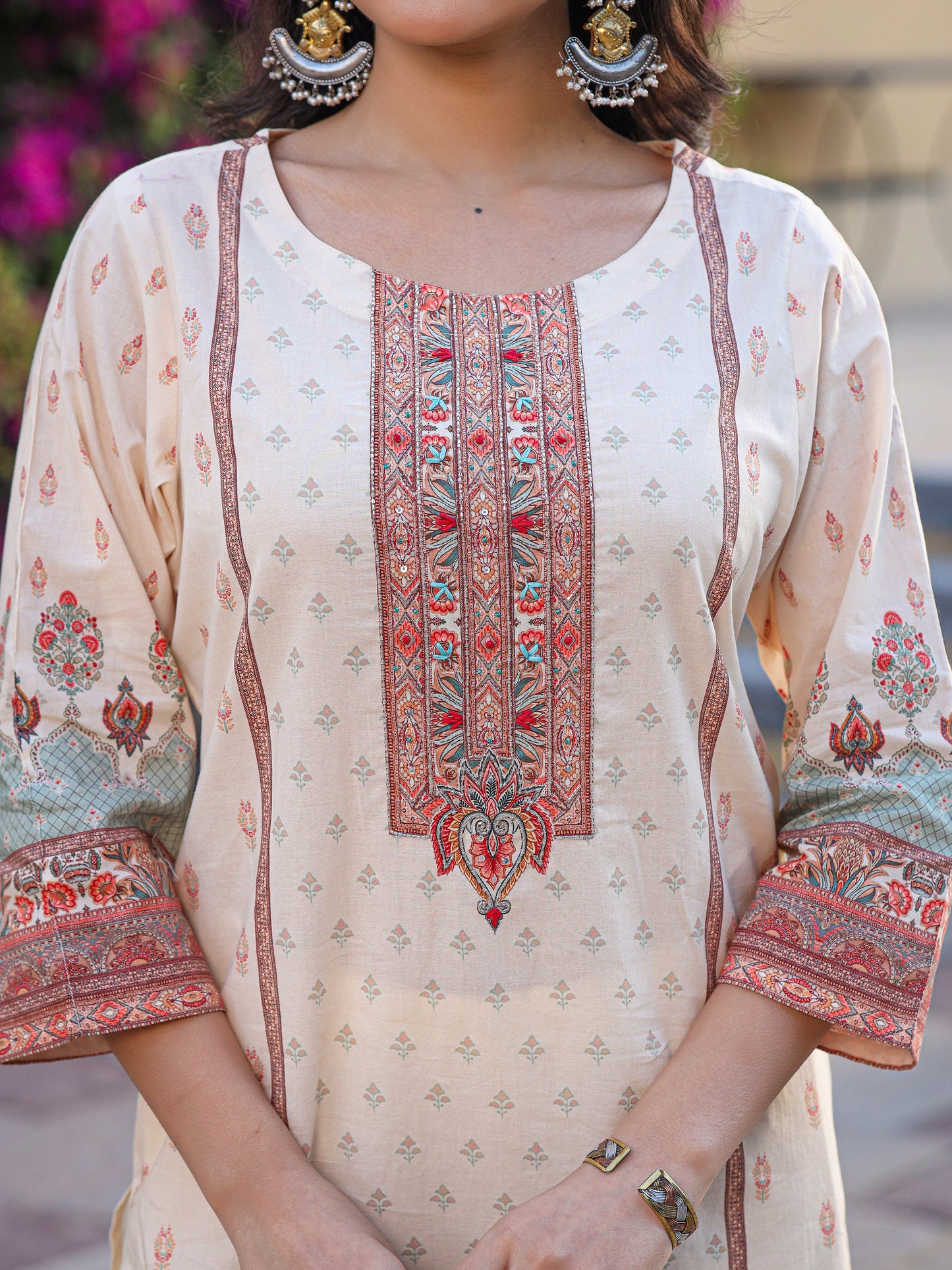 Cream Pakistani Cotton Suit Set