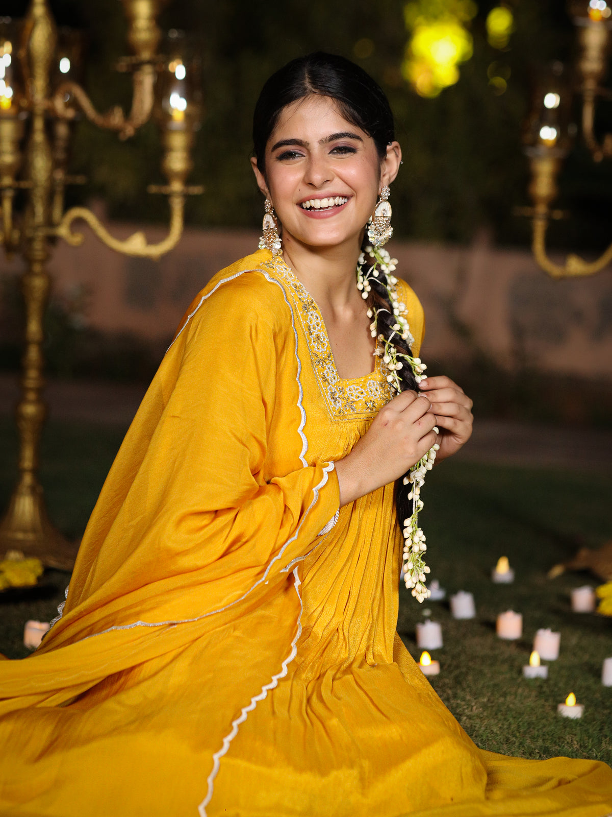 Gold yellow Chinnon Suit Set