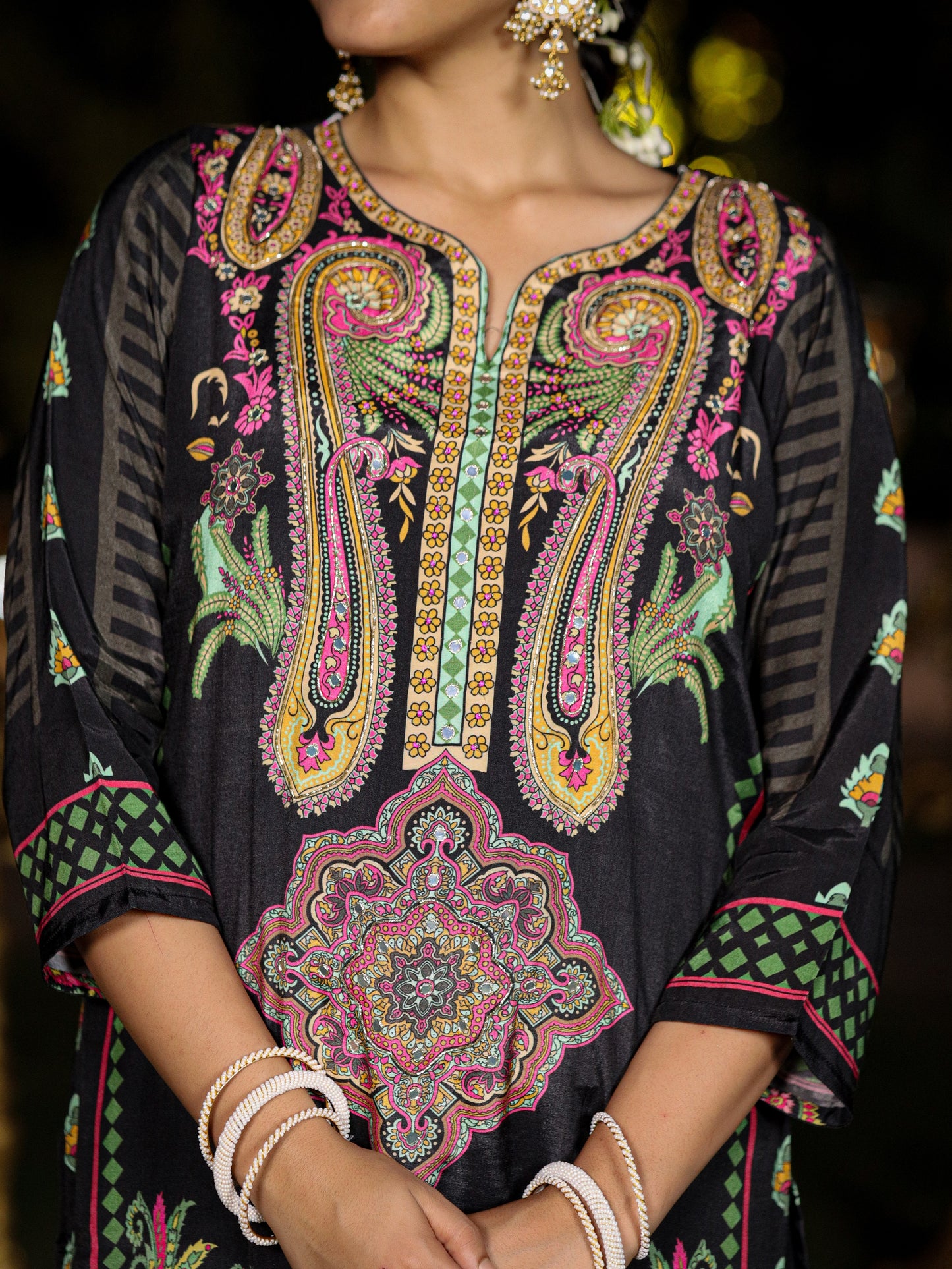 Black Pakistani Muslin Suit Set