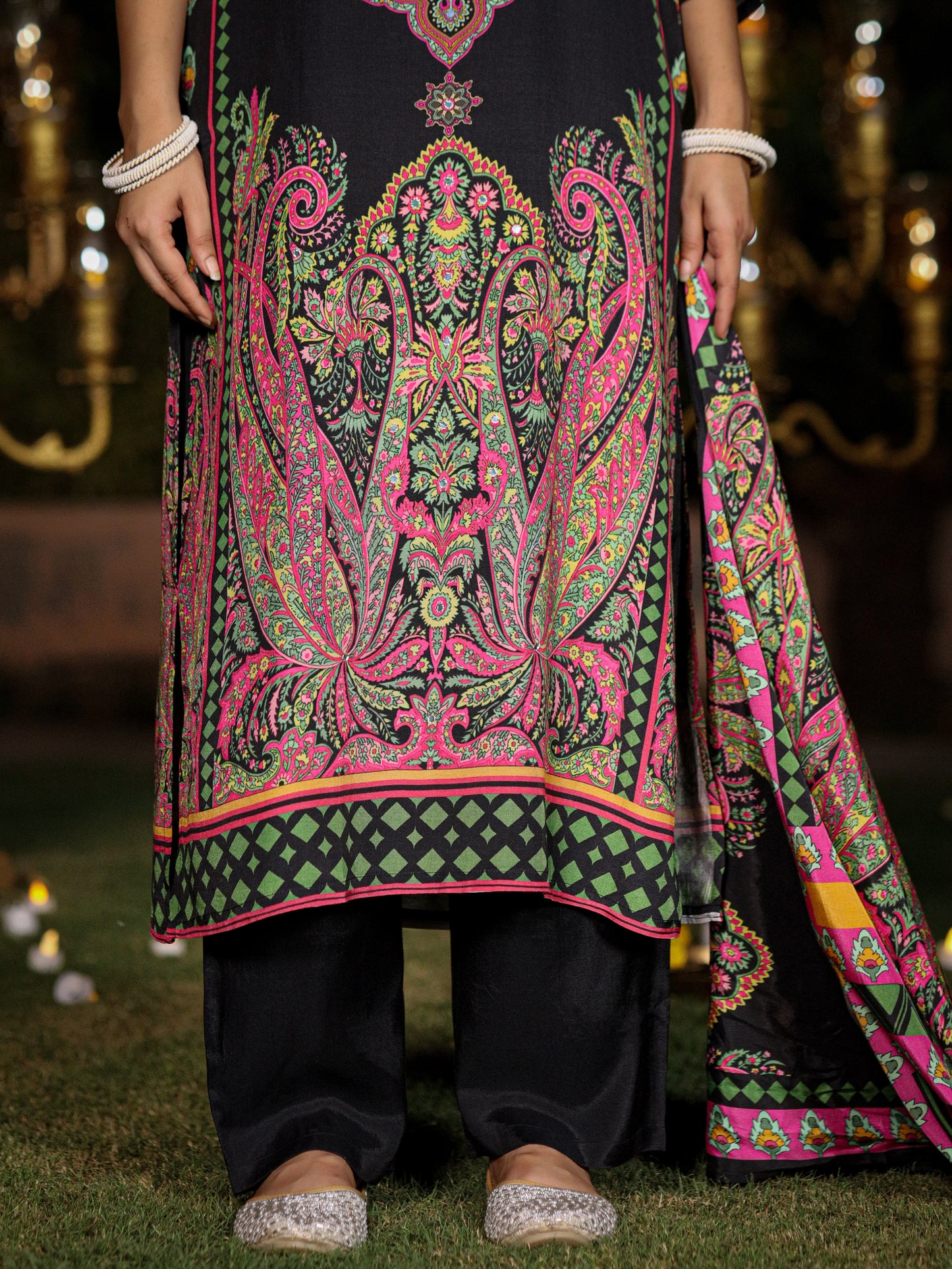Black Pakistani Muslin Suit Set