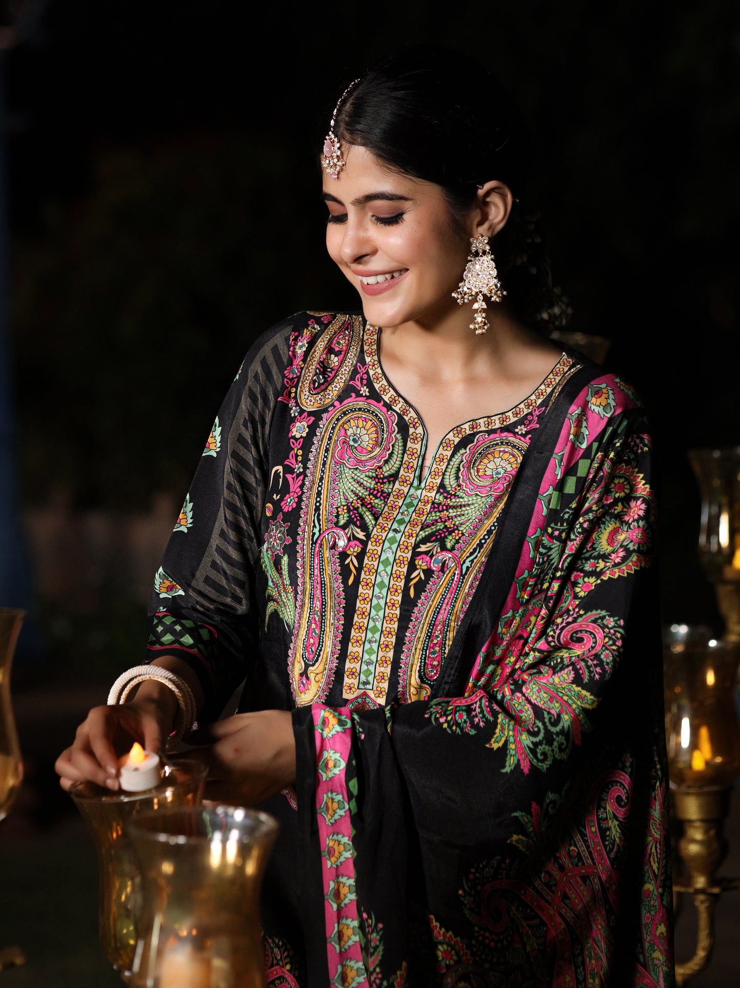 Black Pakistani Muslin Suit Set
