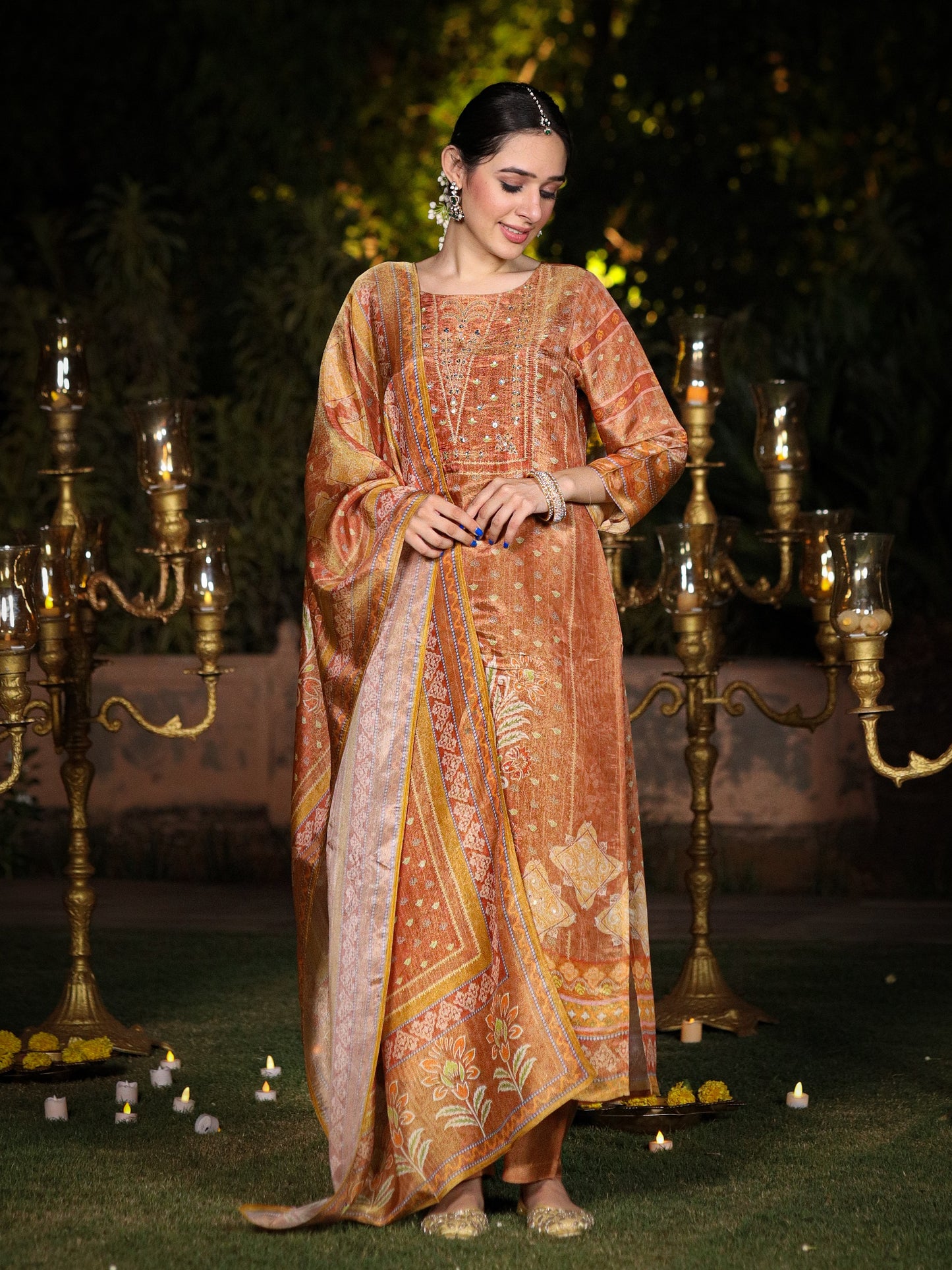 Ash Brown Shimmer Suit Set