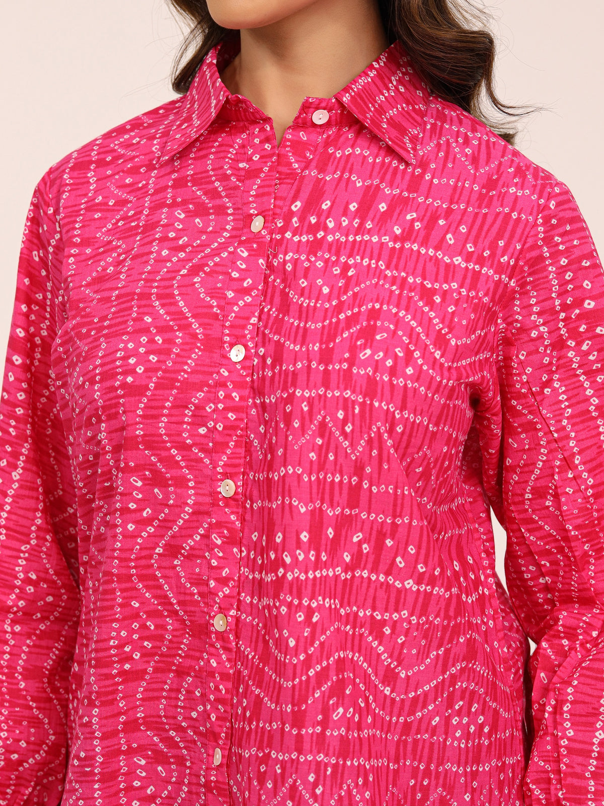 Rewa Pure Cotton Bandhni Shirt