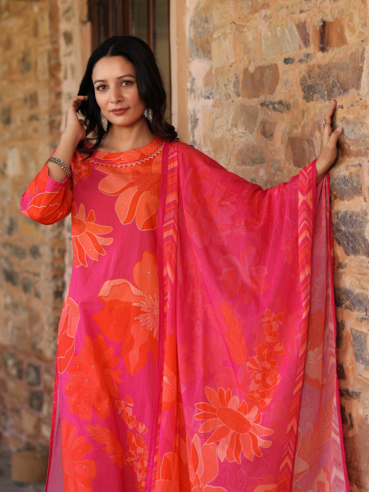Pink-Orange Bloom Suit Set