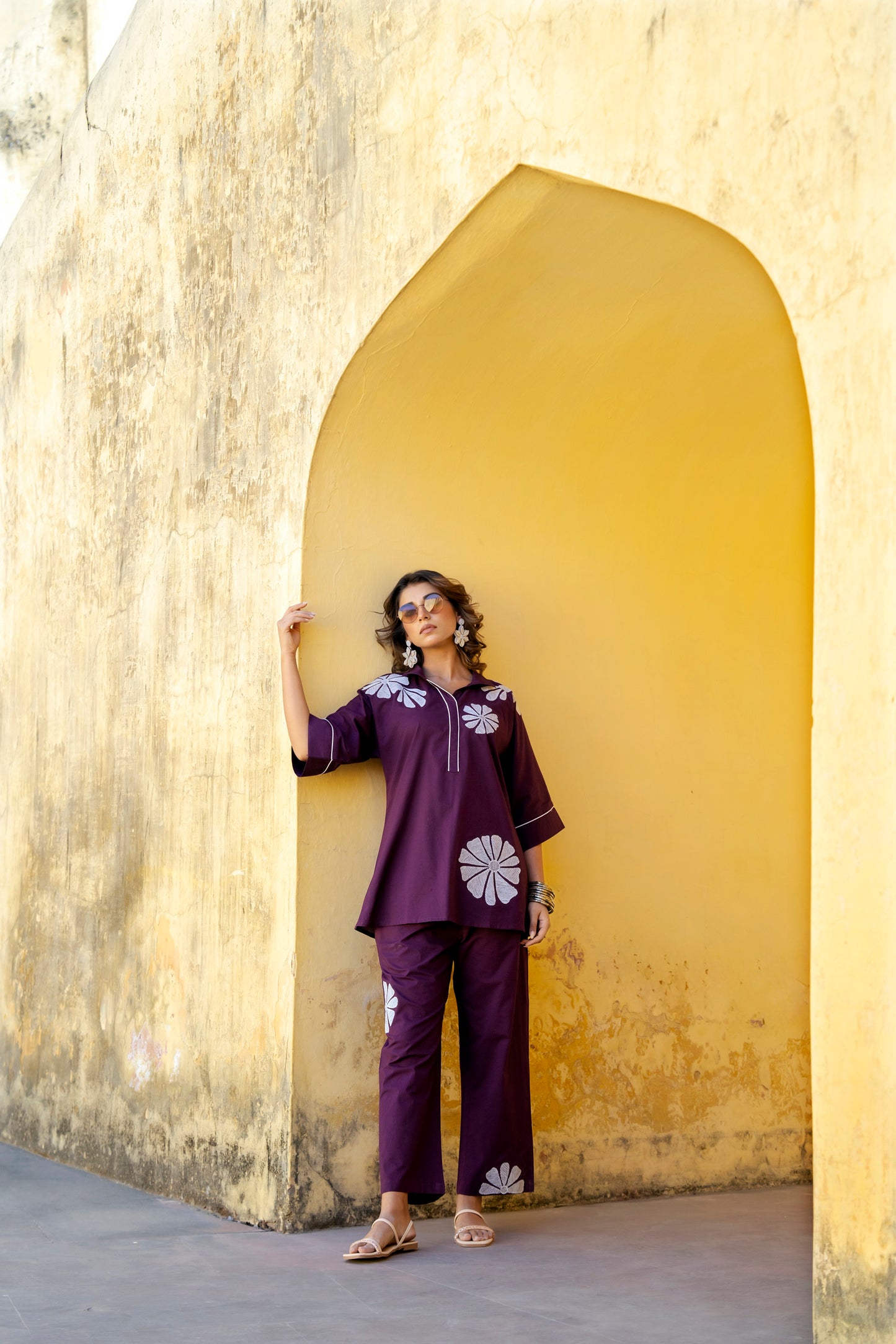 Burgundy Plum Embroidered Co-ord Set