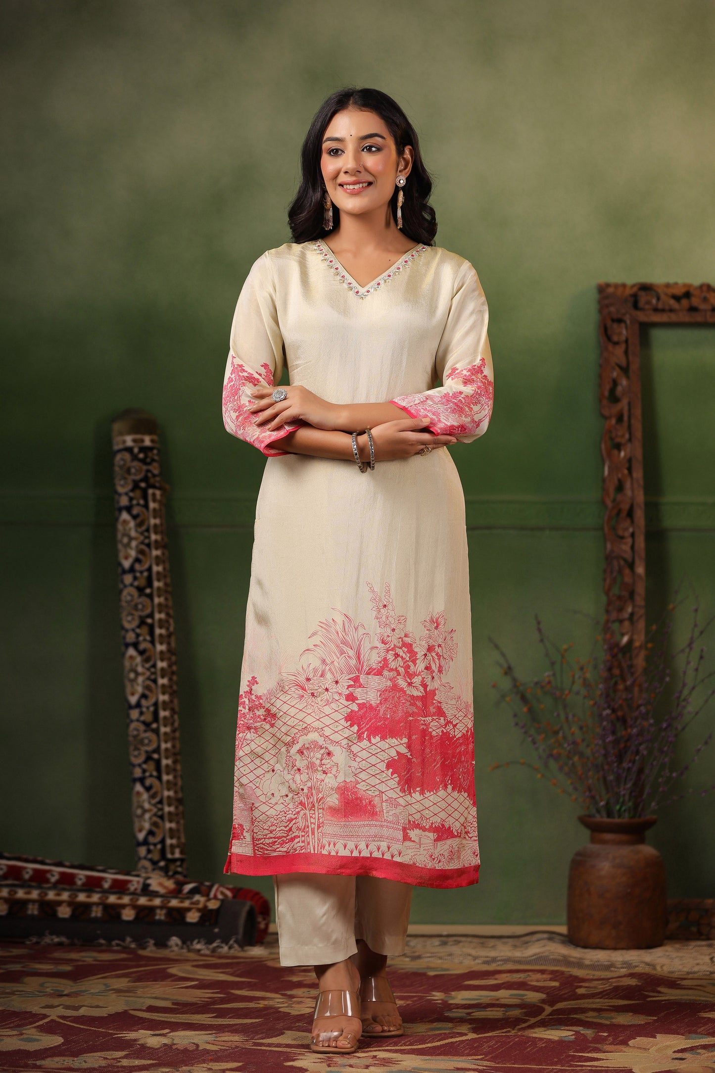 Ivory Pink Shimmer Suit Set