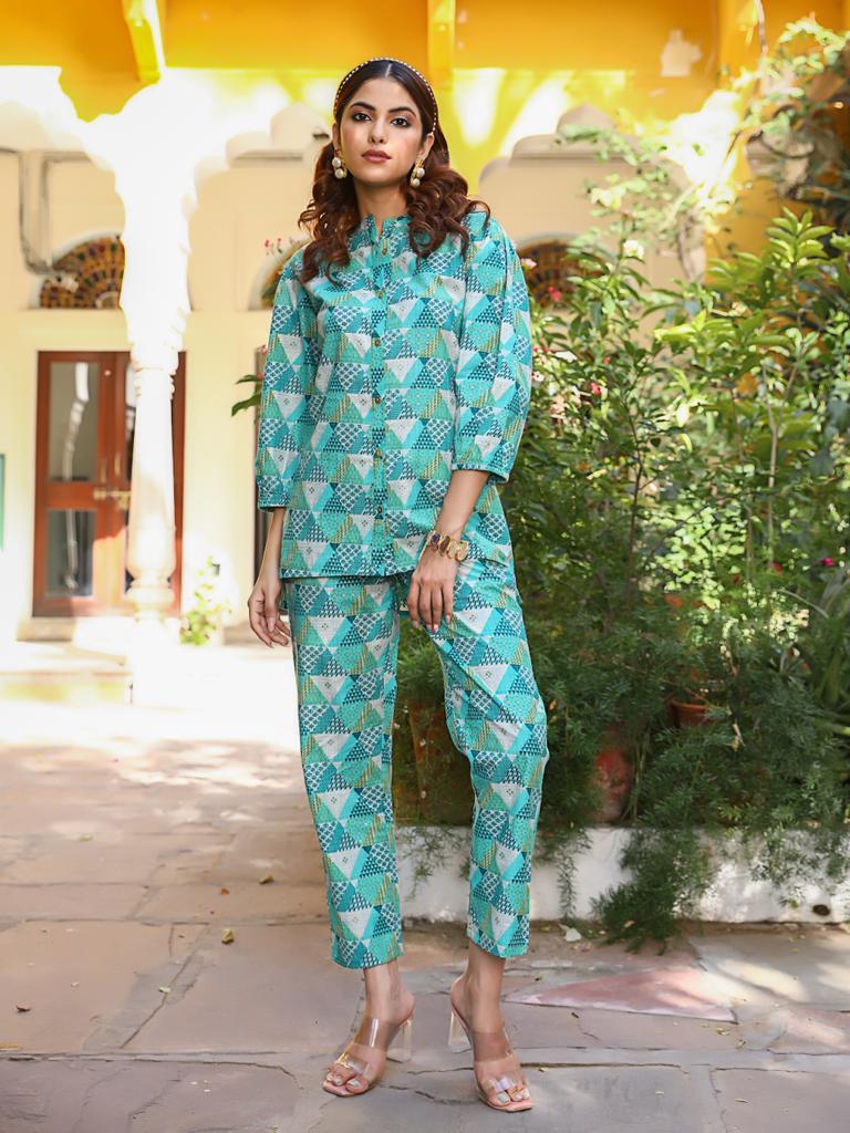 Green Abstract Co-ord Set