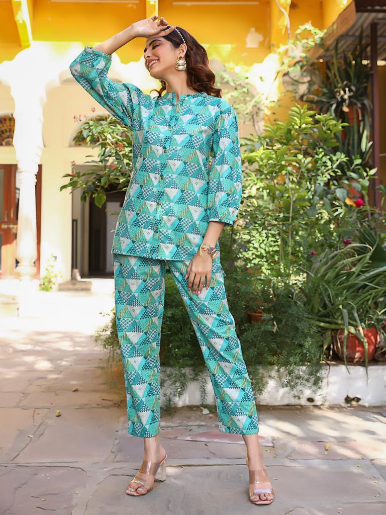 Green Abstract Co-ord Set