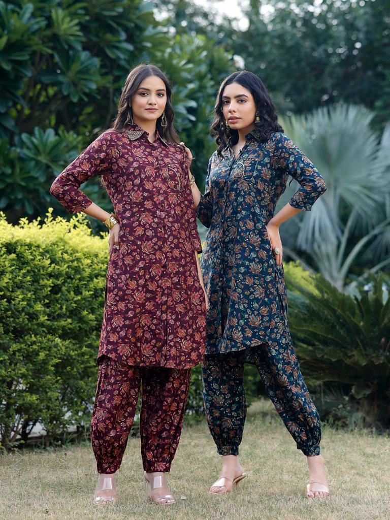 Wine Floral Co-ord Set
