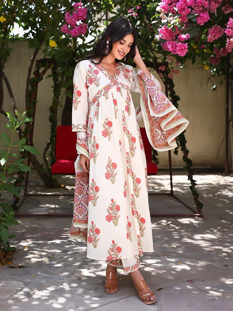 Mughal Boota Hand-block Suit Set