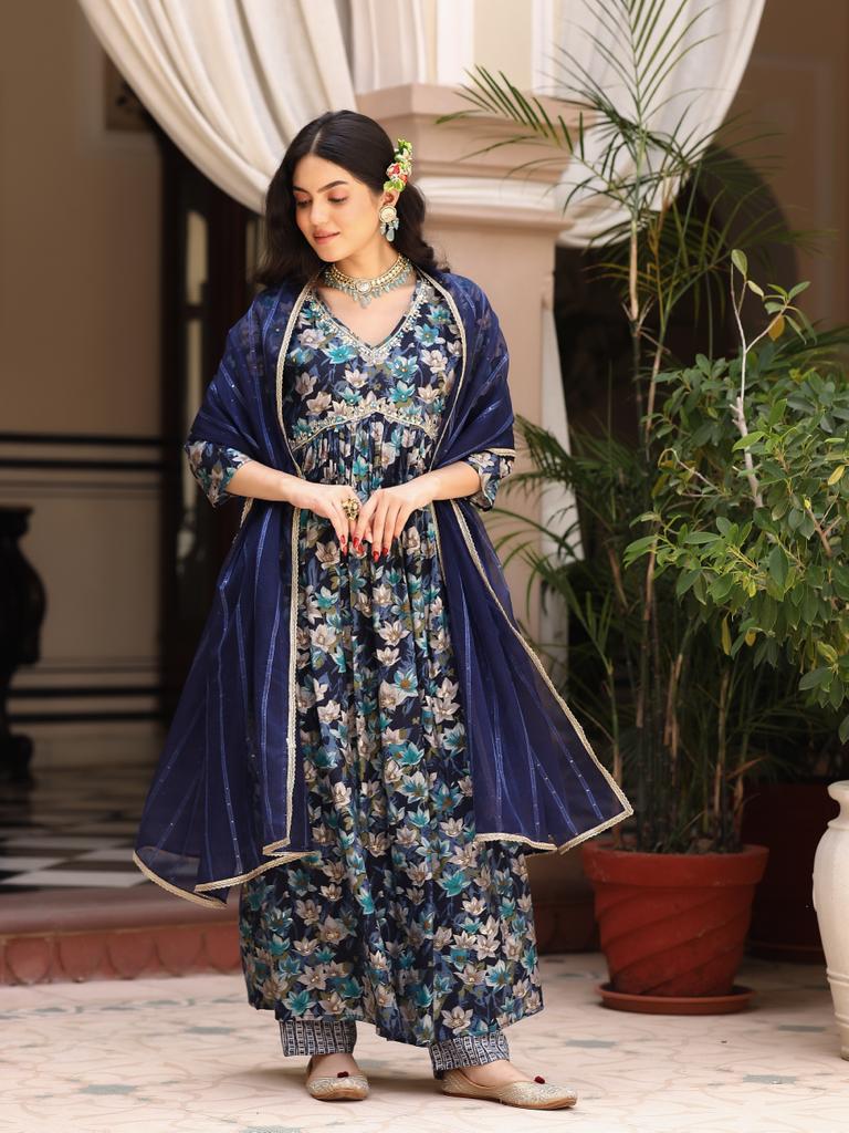 Blue kalidar Suit set