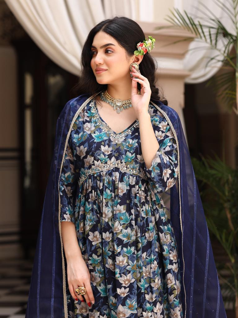 Blue kalidar Suit set