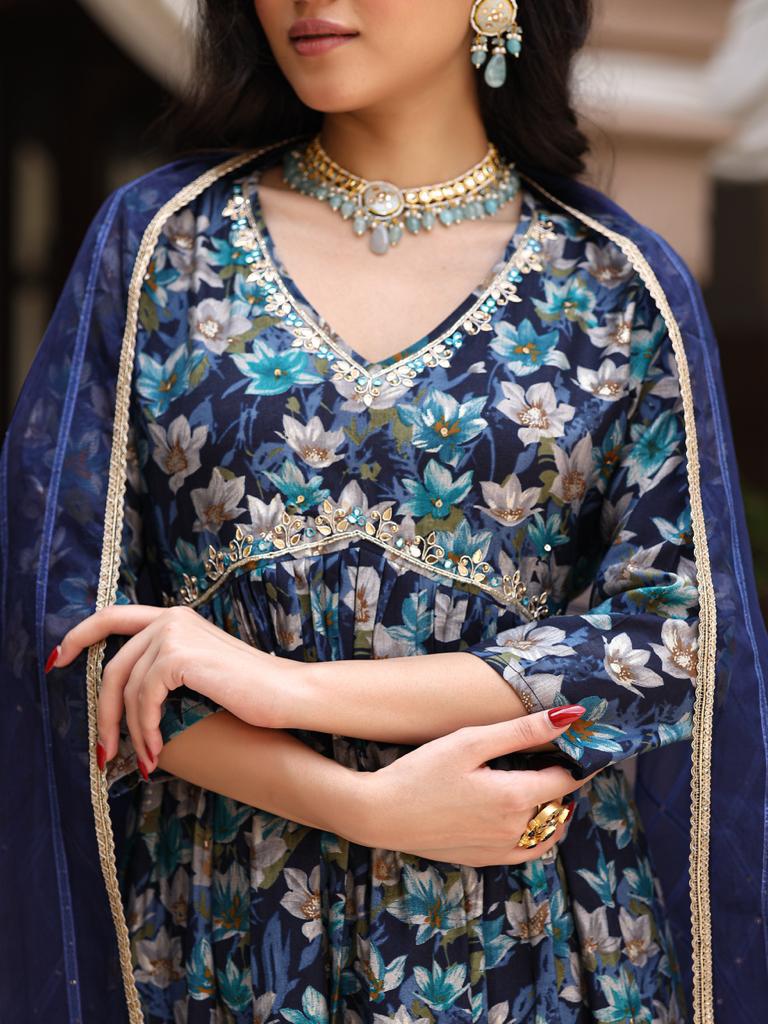 Blue kalidar Suit set