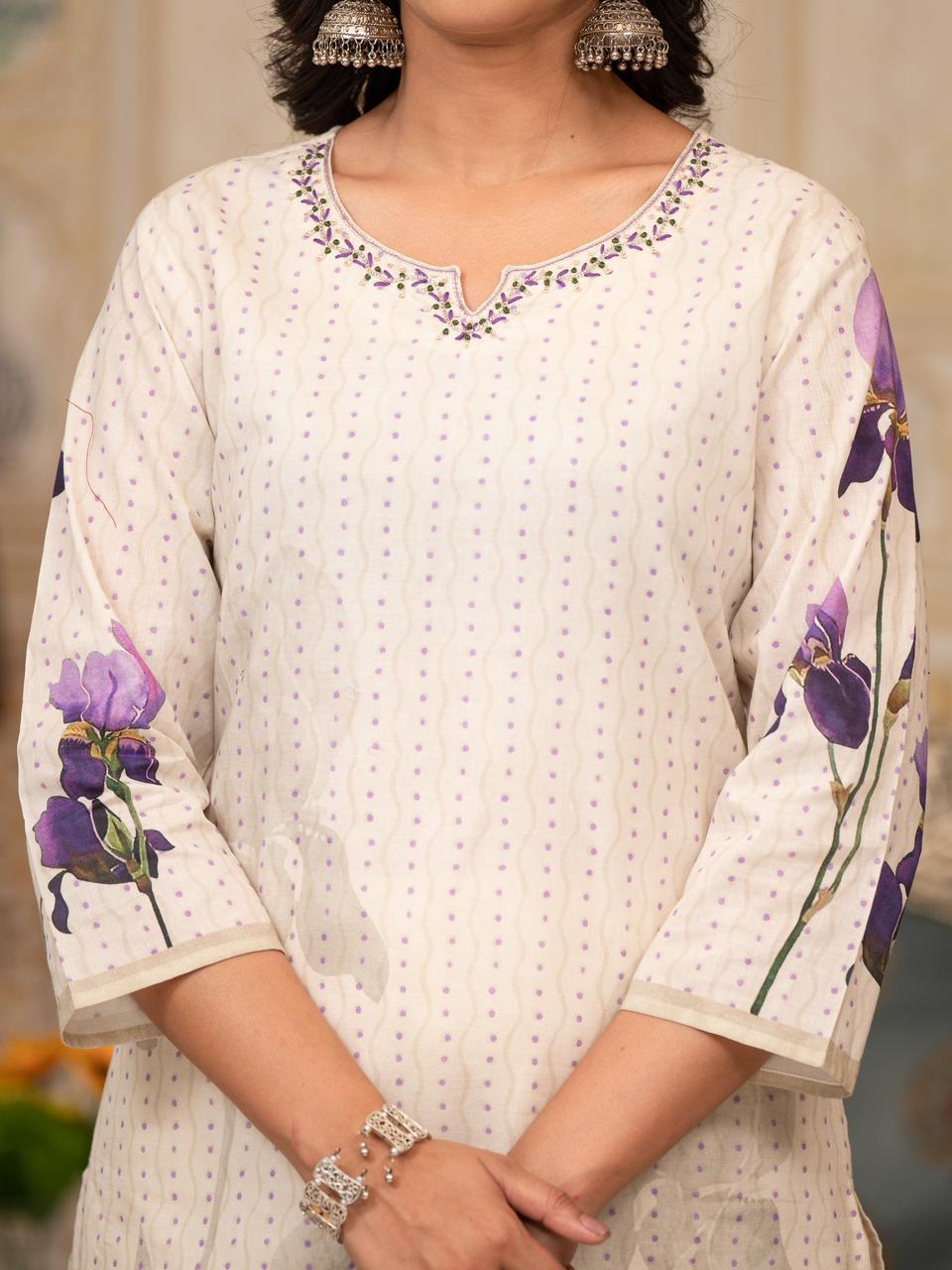 Ivory Tulip Pure Cotton Suit Set