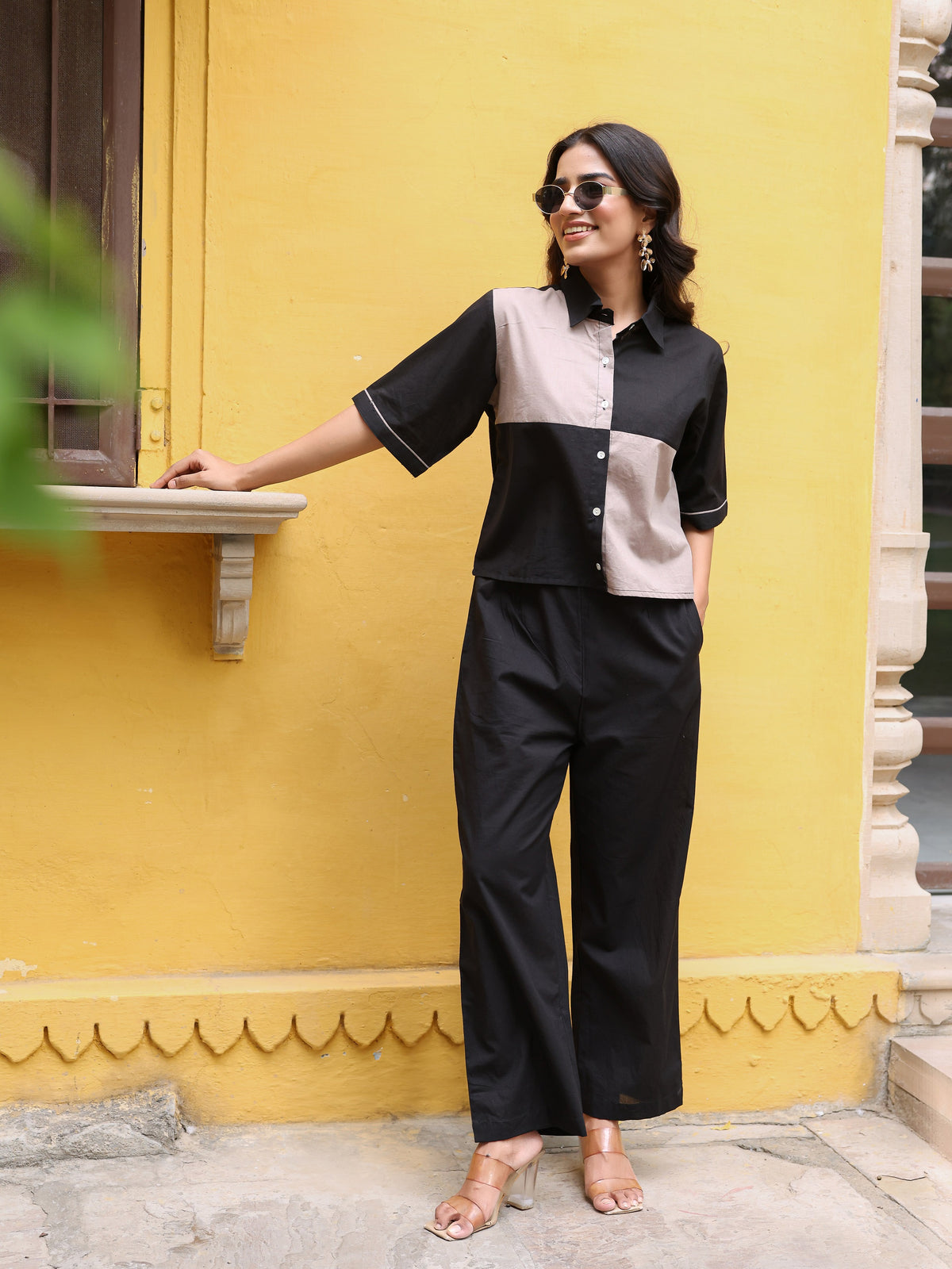 Iva Pure Cotton Colorblock Co-ord Set