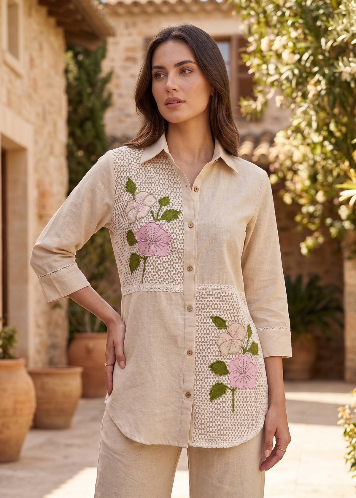 Terra Handloom Cotton Applique Co-Ord Set