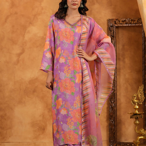 Lilac Muslin Suit Set