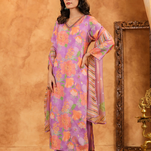 Lilac Muslin Suit Set