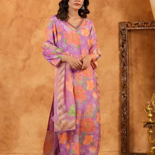 Lilac Muslin Suit Set