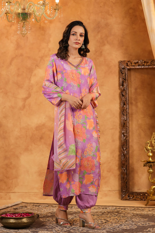 Lilac Muslin Suit Set