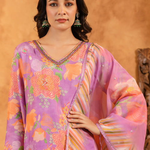 Lilac Muslin Suit Set