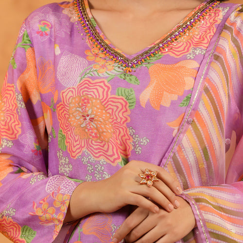 Lilac Muslin Suit Set