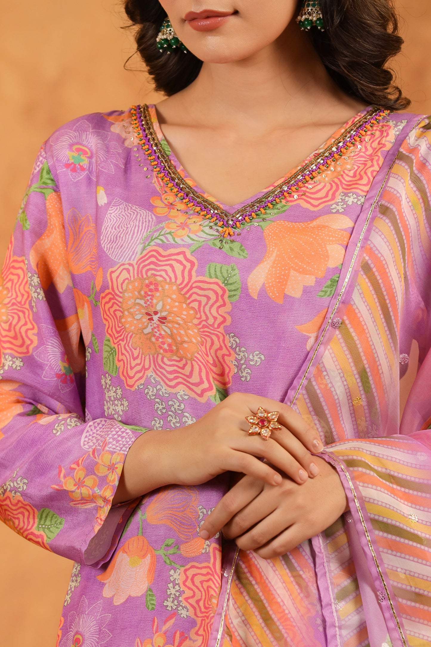 Lilac Muslin Suit Set
