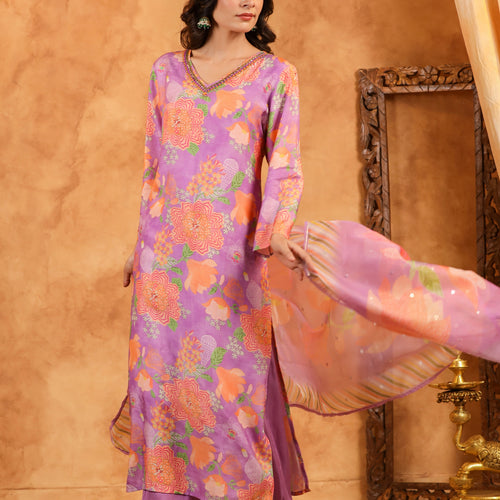 Lilac Muslin Suit Set