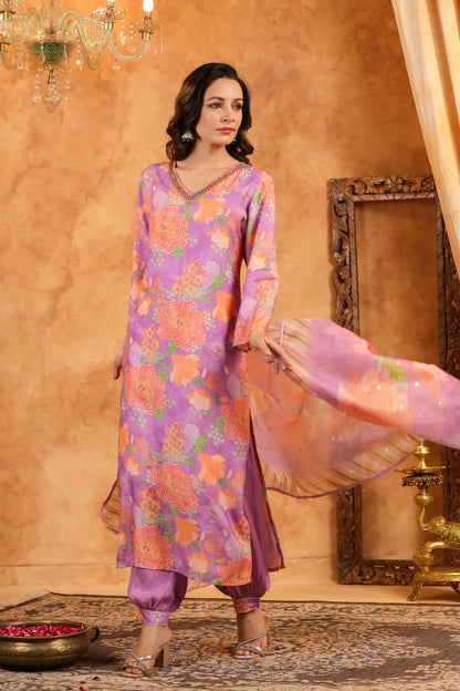 Lilac Muslin Suit Set