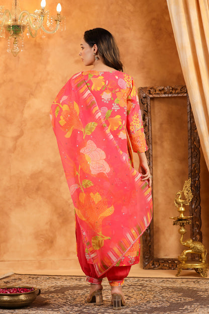 Salmon Pink Muslin Suit Set