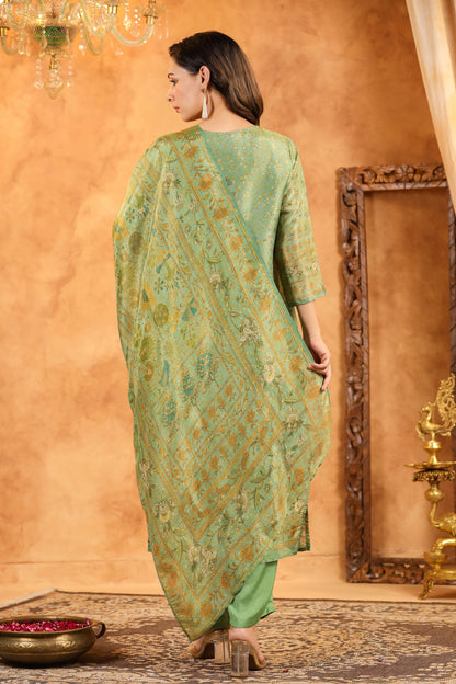 Pastel Green Shimmer Suit Set