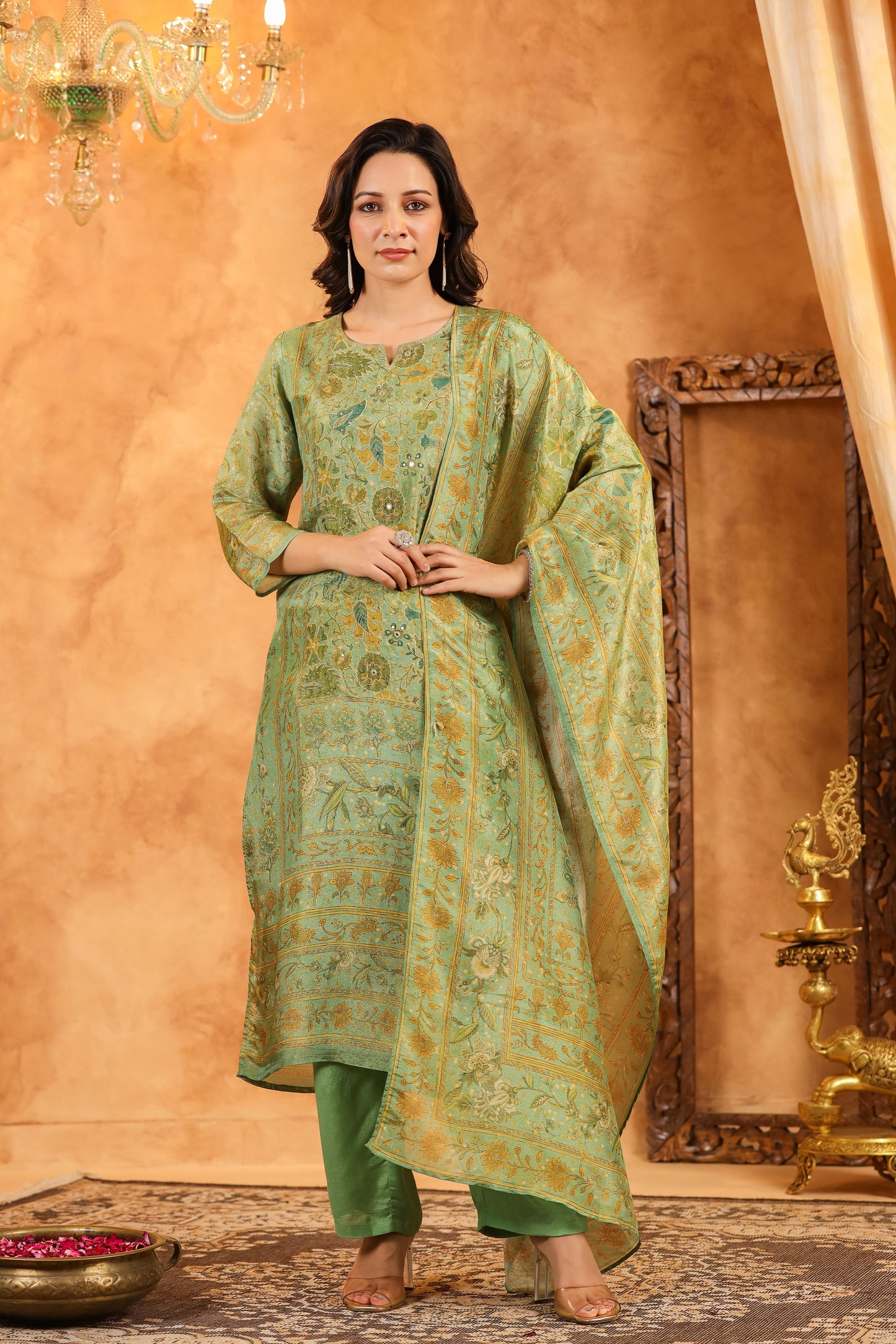 Pastel Green Shimmer Suit Set