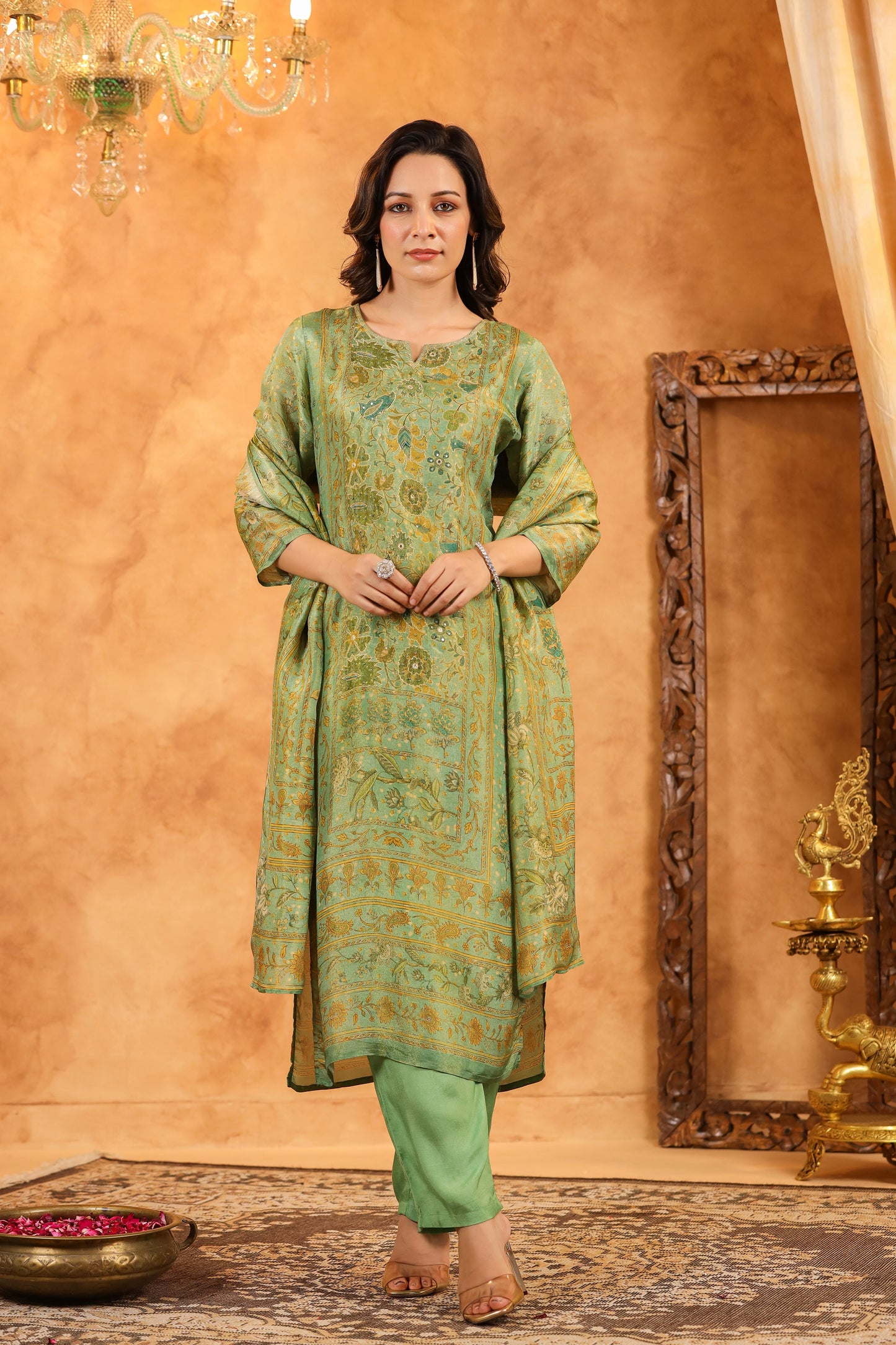 Pastel Green Shimmer Suit Set